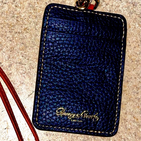 Dooney & Bourke Handbags - Dooney & Bourke Landyard Midnight Blue Gold printed logo 2CC slots & ID Display